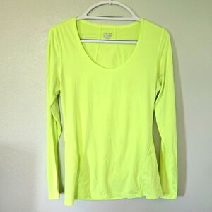 Hind Neon Yellow Long Sleeve Scoop Neck Tee Size Medium